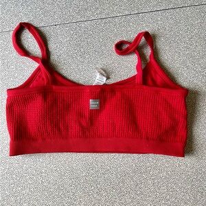 Bright Red Cream Yoga Sports Bra